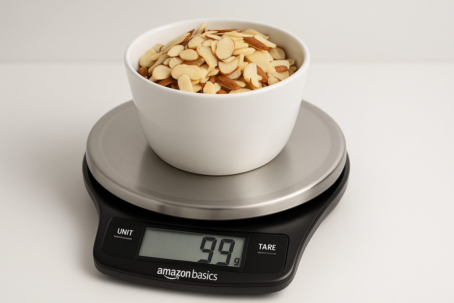 Amazon Basics Digital Kitchen Scale with LCD Display, Black & Stainless Steel