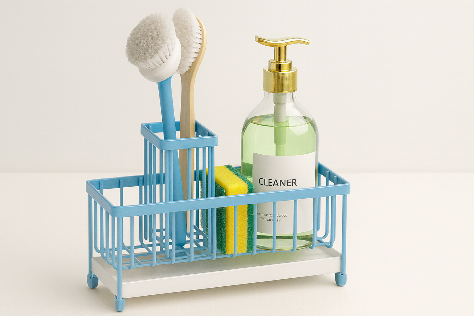 Cisily Black Sponge Holder for Kitchen Sink Caddy Organizer