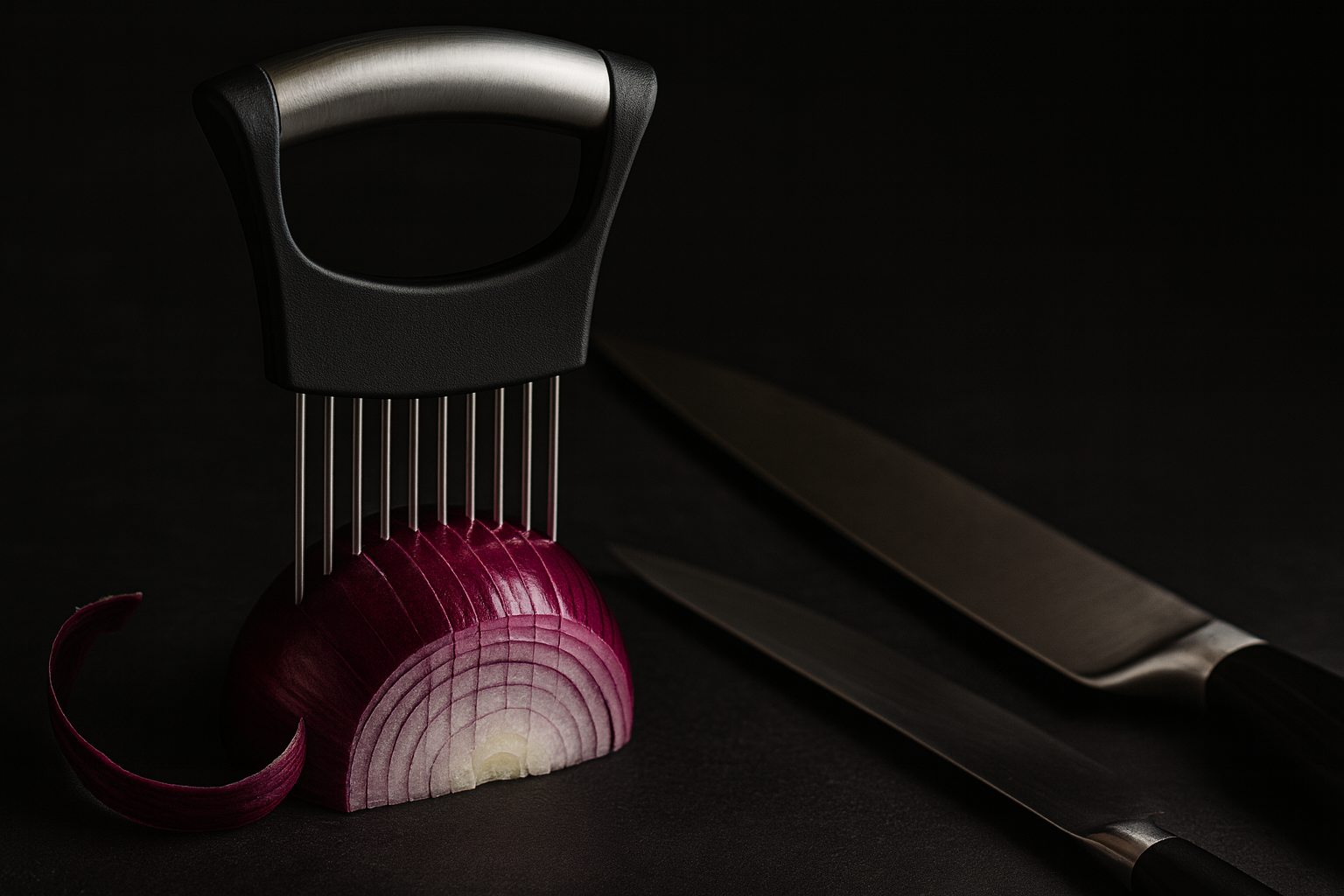 JAYVAR Onion Holder Slicer – Stainless Steel Vegetable Cutting Assistant with 10 Prongs, Finger Guard & Ergonomic Handle – Dishwasher Safe